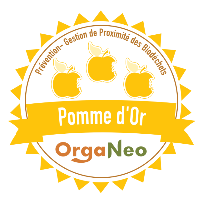 Logo OrgaNeo Pomme d'or pour représenter le niveau 3 des formations lutte contre le gaspillage alimentaire